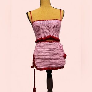 Pink and Red Crochet Top
